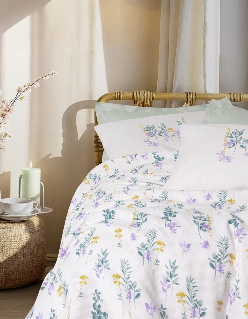 Cotton Box Estiva Tek Kişilik Pike Takımı Twig Mint