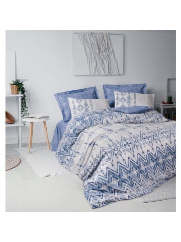 Cotton Box Ethnic Ranforce Çift Kişilik Nevresim Takimi Cleo Mavi