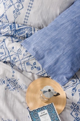 Cotton Box Ethnic Çift Kişilik Nevresim Takimi Cleo Mavi