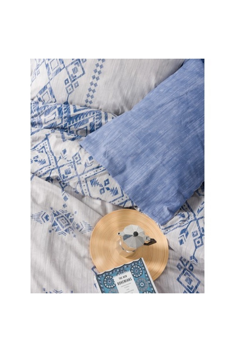Cotton Box Ethnic Ranforce Çift Kişilik Nevresim Takimi Cleo Mavi detay görseli
