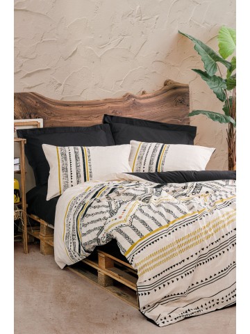 Cotton Box Ethnic Ranforce Çift Kişilik Nevresim Takimi Elvira Siyah
