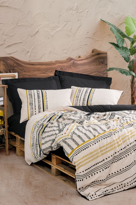 Cotton Box Ethnic Ranforce Çift Kişilik Nevresim Takimi Elvira Siyah