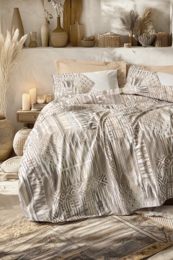 Cotton Box Ethnic Ranforce Tek Kişilik Nevresim Takimi Amara Karamel