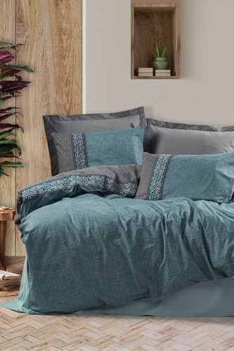 Cotton Box Folk Ark Çift Kişilik Nevresim Takımı Erna Petrol