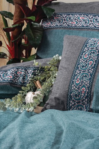 Cotton Box Folk Ark Çift Kişilik Nevresim Takımı Erna Petrol