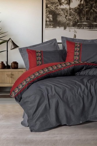 Cotton Box Folk Ark Çift Kişilik Nevresim Takımı Lienzo Antrasit