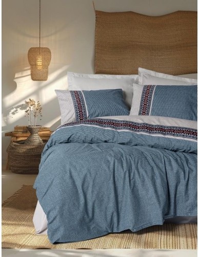 Cotton Box Folk Ark Çift Kişilik Nevresim Takımı Polku Gri Cotton Box Folk Ark Çift Kişilik Nevresim Takımı Polku Gri