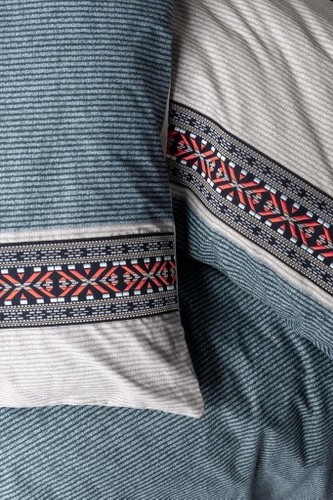 Cotton Box Folk Ark Çift Kişilik Nevresim Takımı Polku Gri