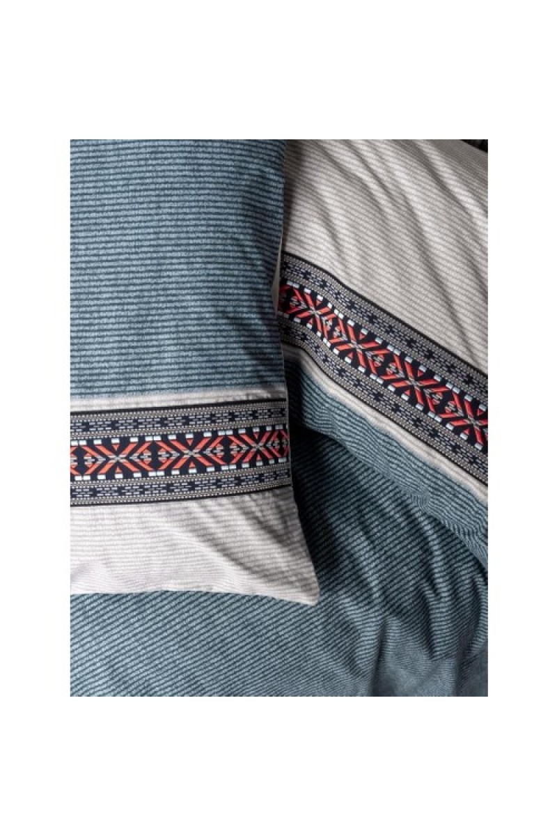 Cotton Box Folk Ark Çift Kişilik Nevresim Takımı Polku Gri detay görseli