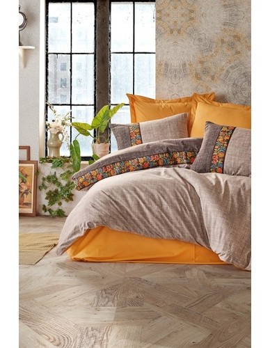 Cotton Box Folk Ark Çift Kişilik Nevresim Takımı  Vizon