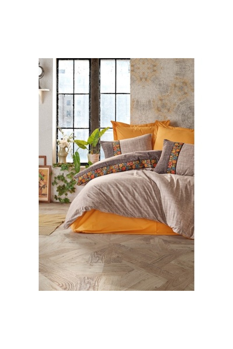 Cotton Box Folk Ark Çift Kişilik Nevresim Takımı  Vizon