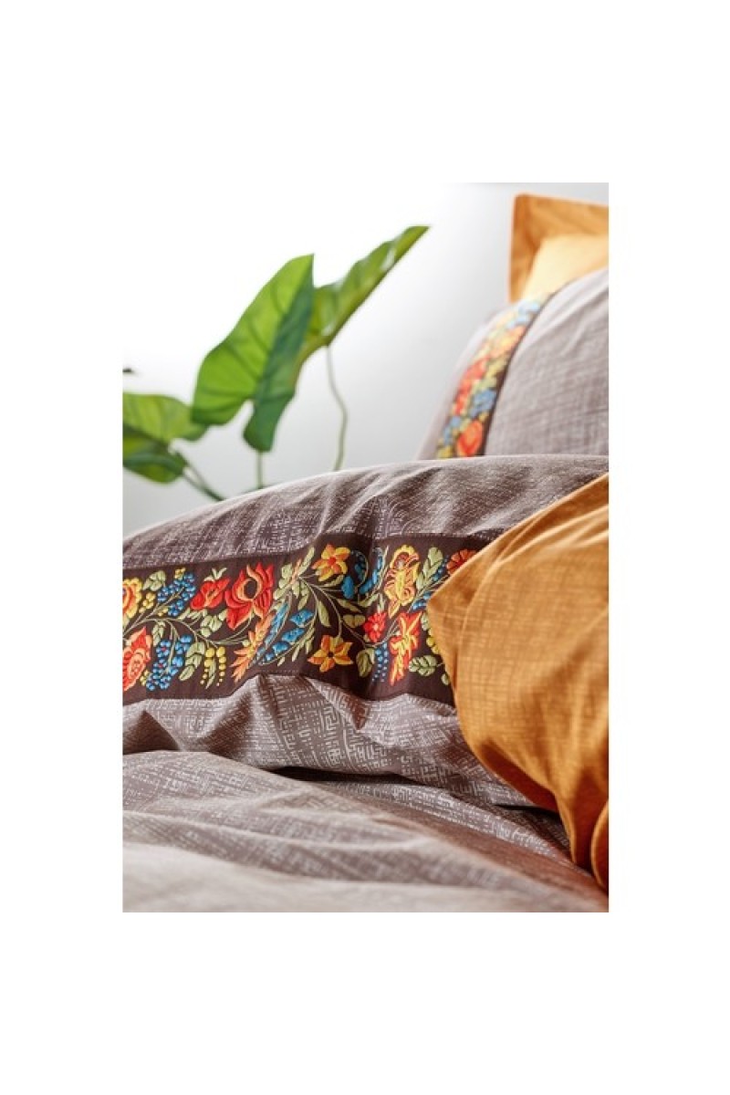 Cotton Box Folk Ark Çift Kişilik Nevresim Takımı  Vizon detay görseli