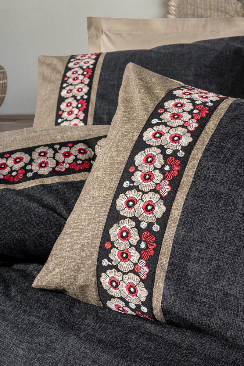 Cotton Box Folk Ark Çift Kişilik Nevresim Takımı Yamka Bej detay görseli