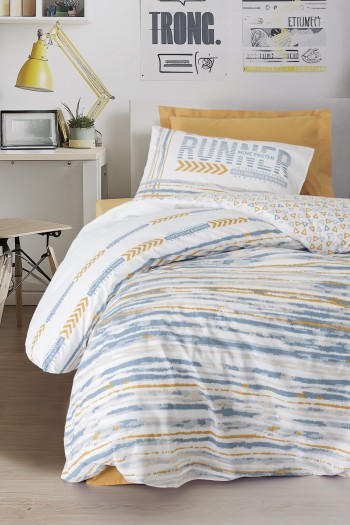 Cotton Box Genç Odası Tek Kişilik Lastikli Çarşaflı Nevresim Takımı Dashon Sarı