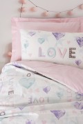 Cotton Box Genç Odası Tek Kişilik Lastikli Çarşaflı Nevresim Takımı Lovella Pembe görseli 2