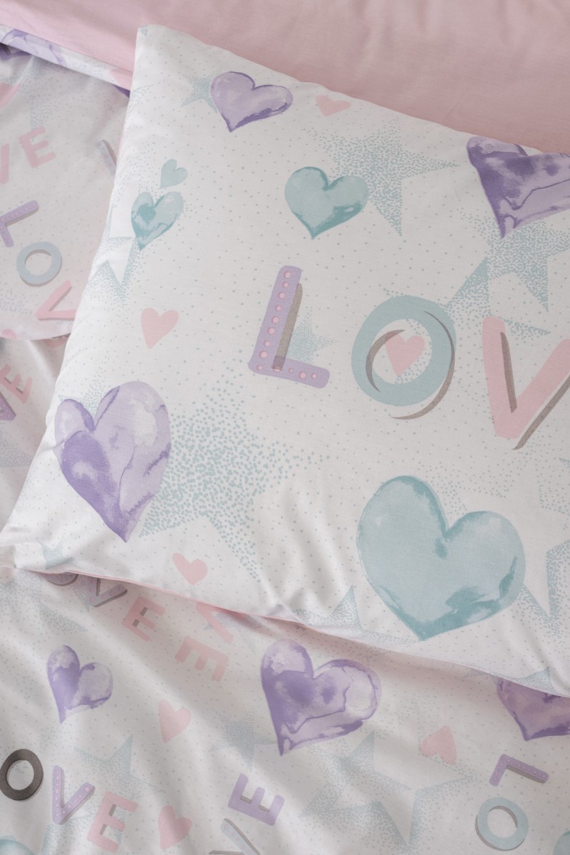 Cotton Box Genç Odası Tek Kişilik Lastikli Çarşaflı Nevresim Takımı Lovella Pembe doku detayı