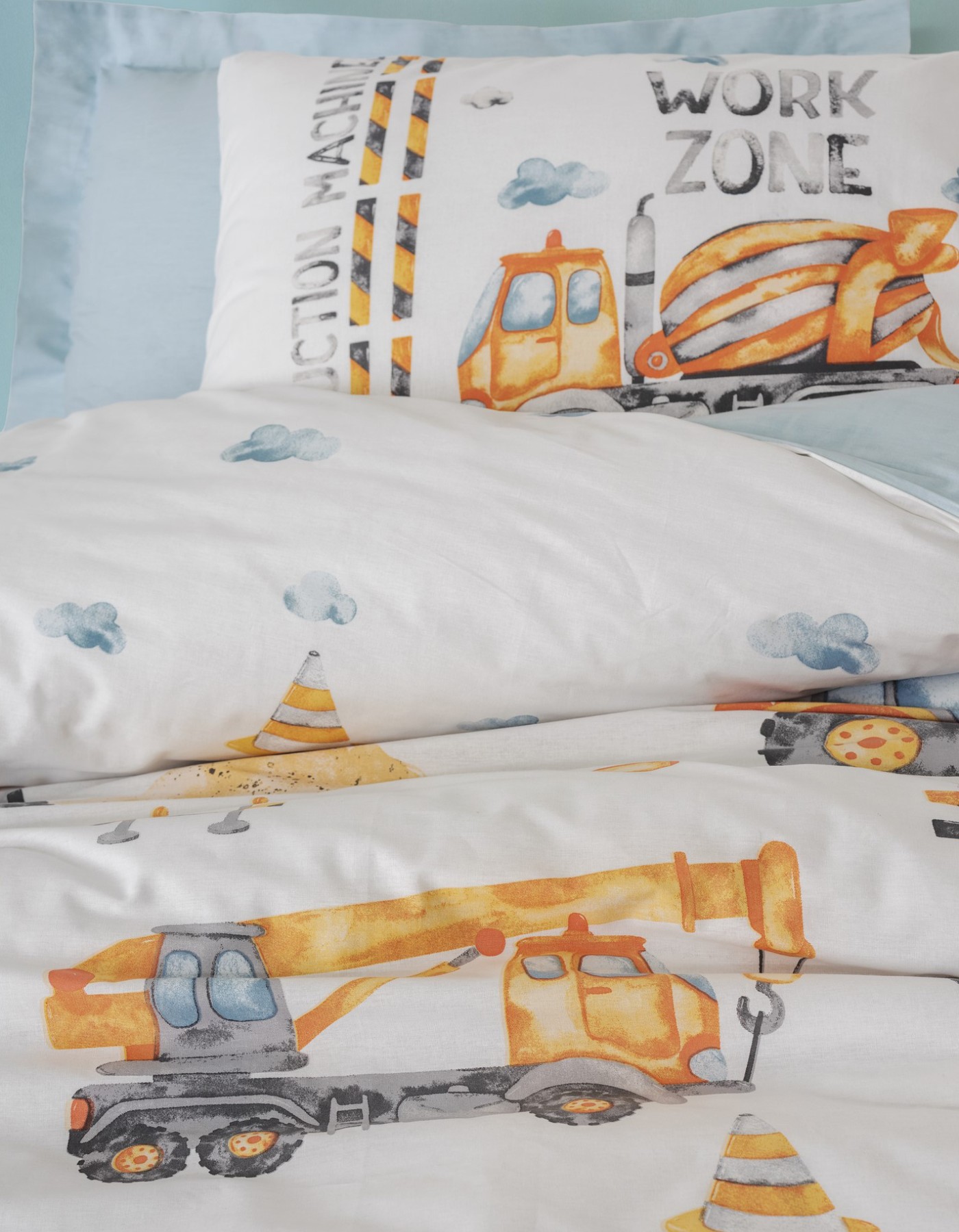 Cotton Box Junior Tek Kişilik Lastikli Çarşaflı Nevresim Takımı Buildo Mavi