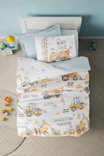 Cotton Box Junior Tek Kişilik Lastikli Çarşaflı Nevresim Takımı Buildo Mavi