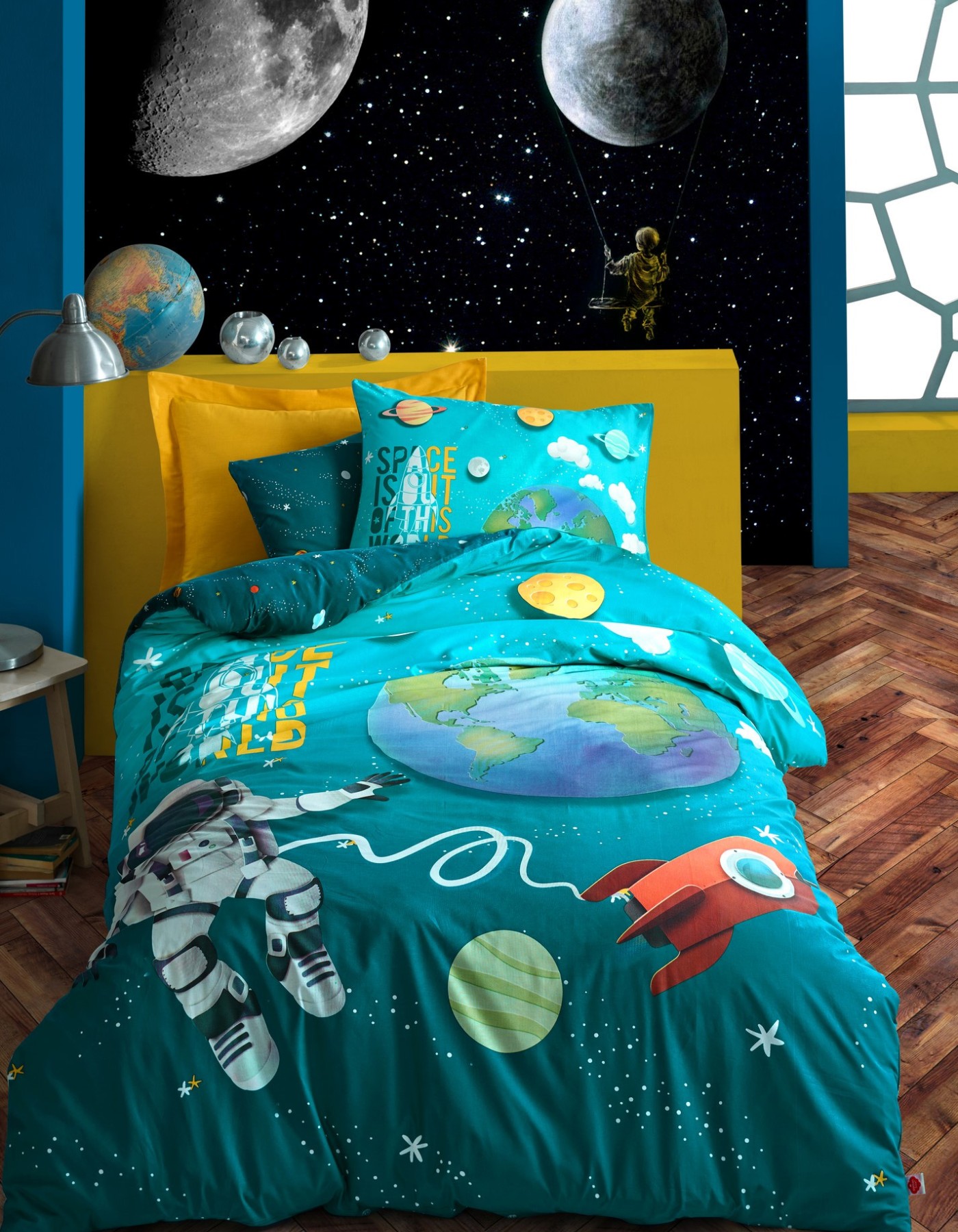 Cotton Box Junior Tek Kişilik Lastikli Çarşaflı Nevresim Takımı Track Turkuaz