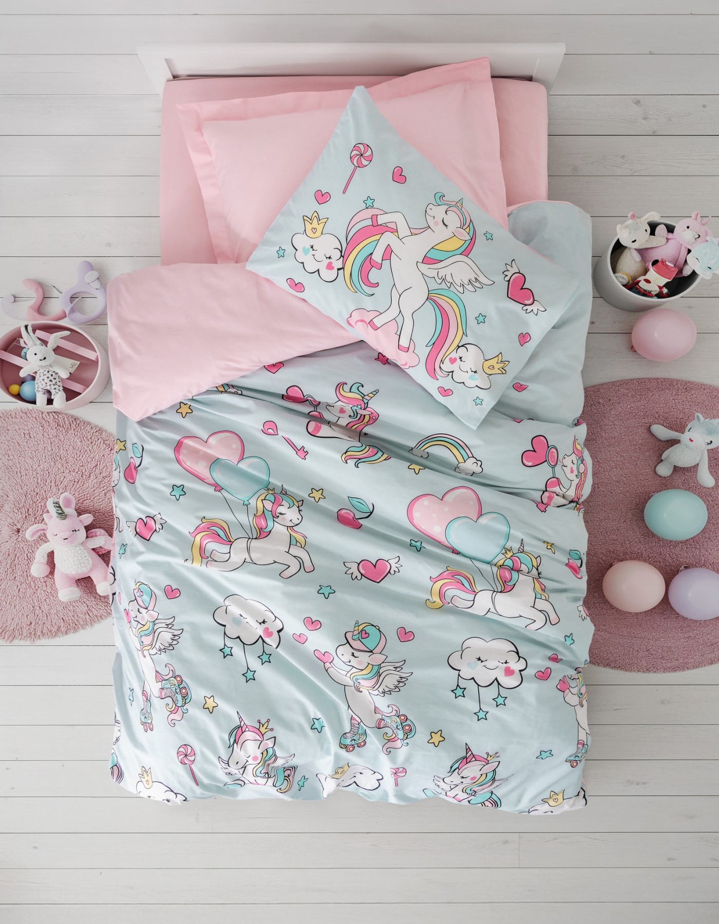 Cotton Box Junior Tek Kişilik Lastikli Çarşaflı Nevresim Takımı Twinka Pembe