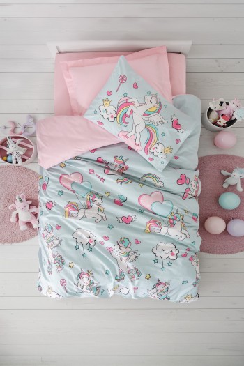 Cotton Box Junior Tek Kişilik Lastikli Çarşaflı Nevresim Takımı Twinka Pembe