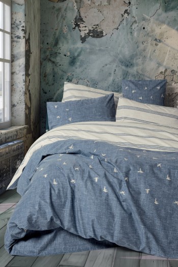 Cotton Box Klein Nakışlı Çift Kişilik Nevresim Takımı Ceria Lacivert