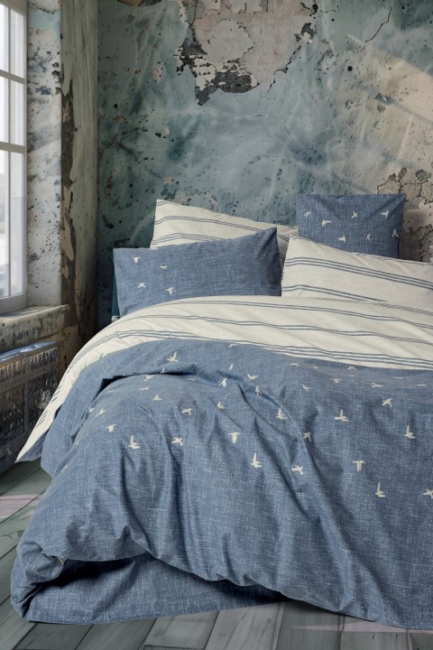 Cotton Box Klein Nakışlı Çift Kişilik Nevresim Takımı Ceria Lacivert