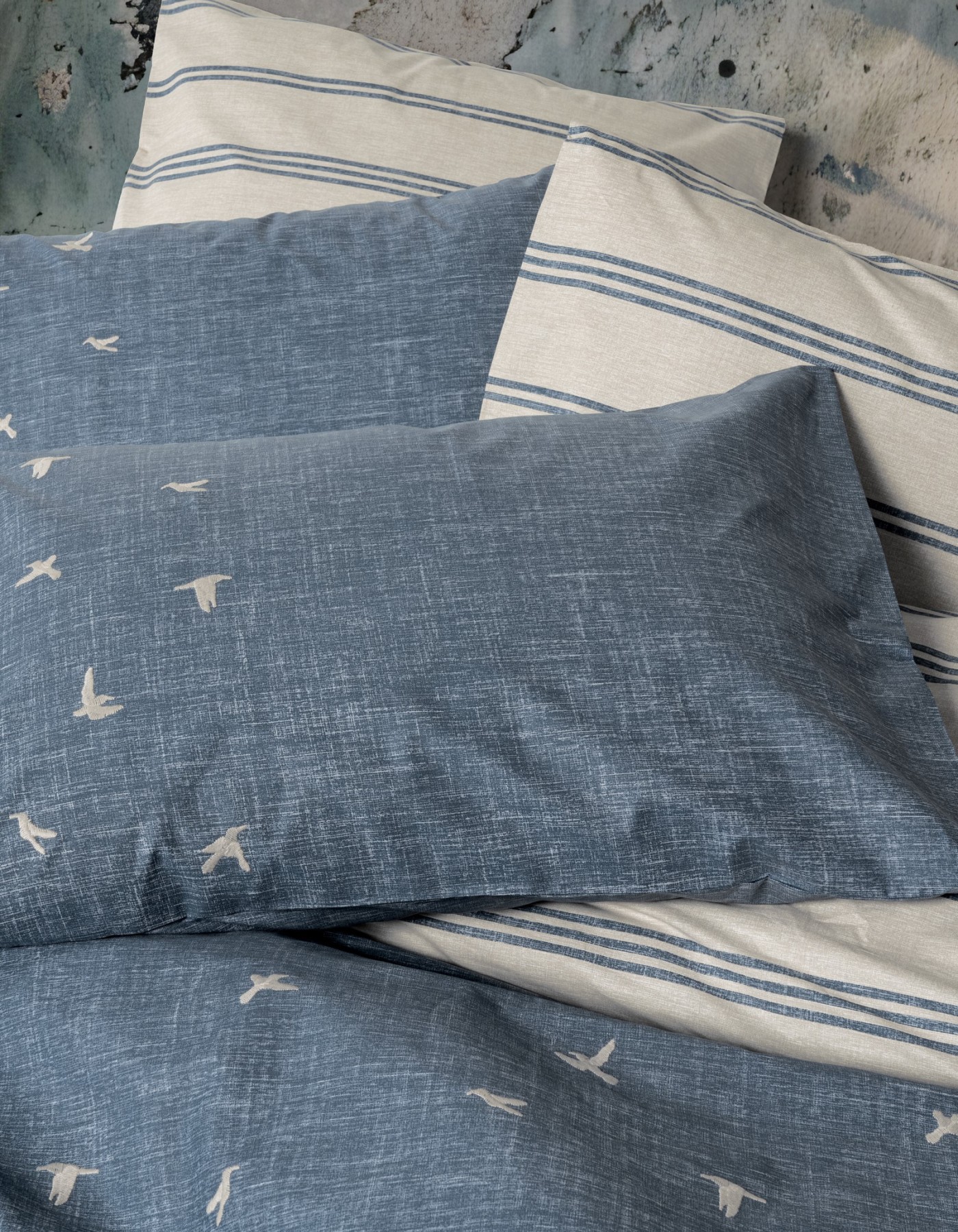 Cotton Box Klein Nakışlı Çift Kişilik Nevresim Takımı Ceria Lacivert