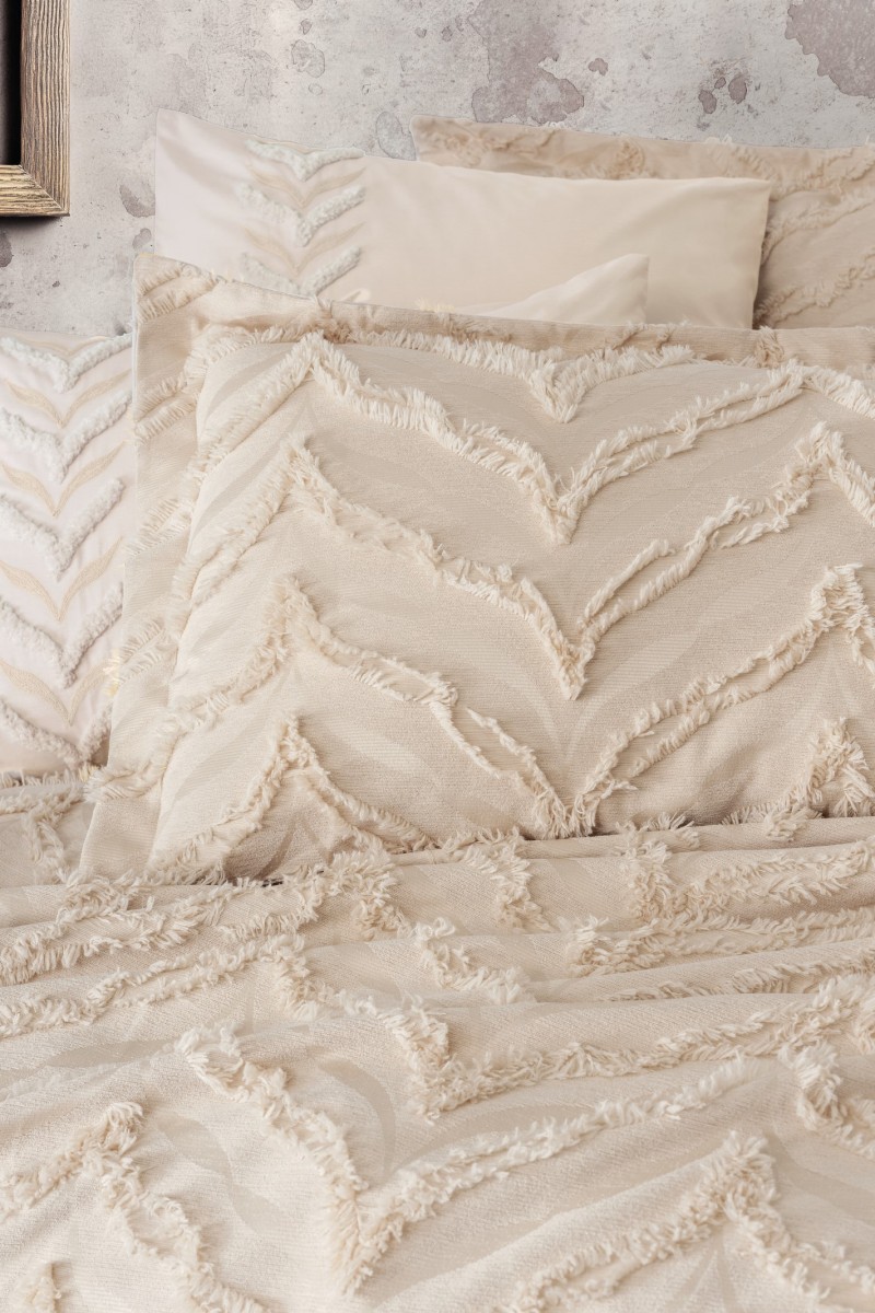 Cotton Box Limi Yatak Örtülü Nevresim Takımı Crimp Bej detay görseli