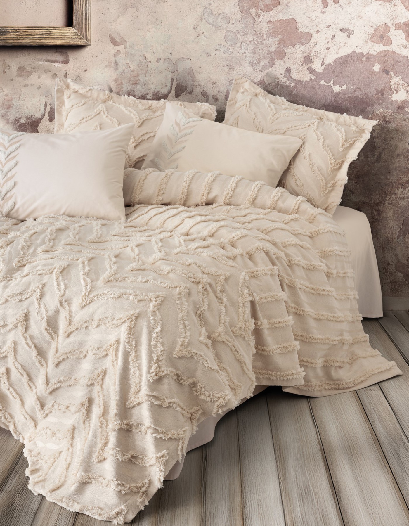 Cotton Box Limi Yatak Örtülü Nevresim Takımı Crimp Bej