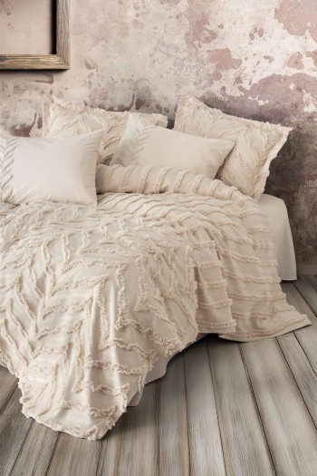 Cotton Box Limi Yatak Örtülü Nevresim Takımı Crimp Bej