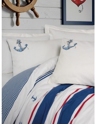 Cotton Box Maritime Çift Kişilik Nevresim Takimi Brine Ekru