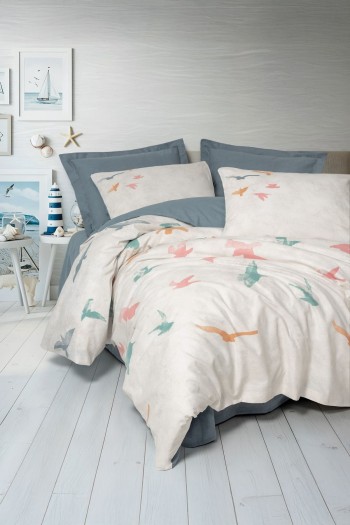 Cotton Box Maritime Çift Kişilik Nevresim Takimi Kaija Mavi