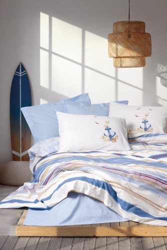 Cotton Box Maritime Çift Kişilik Nevresim Takimi Moreno Mavi