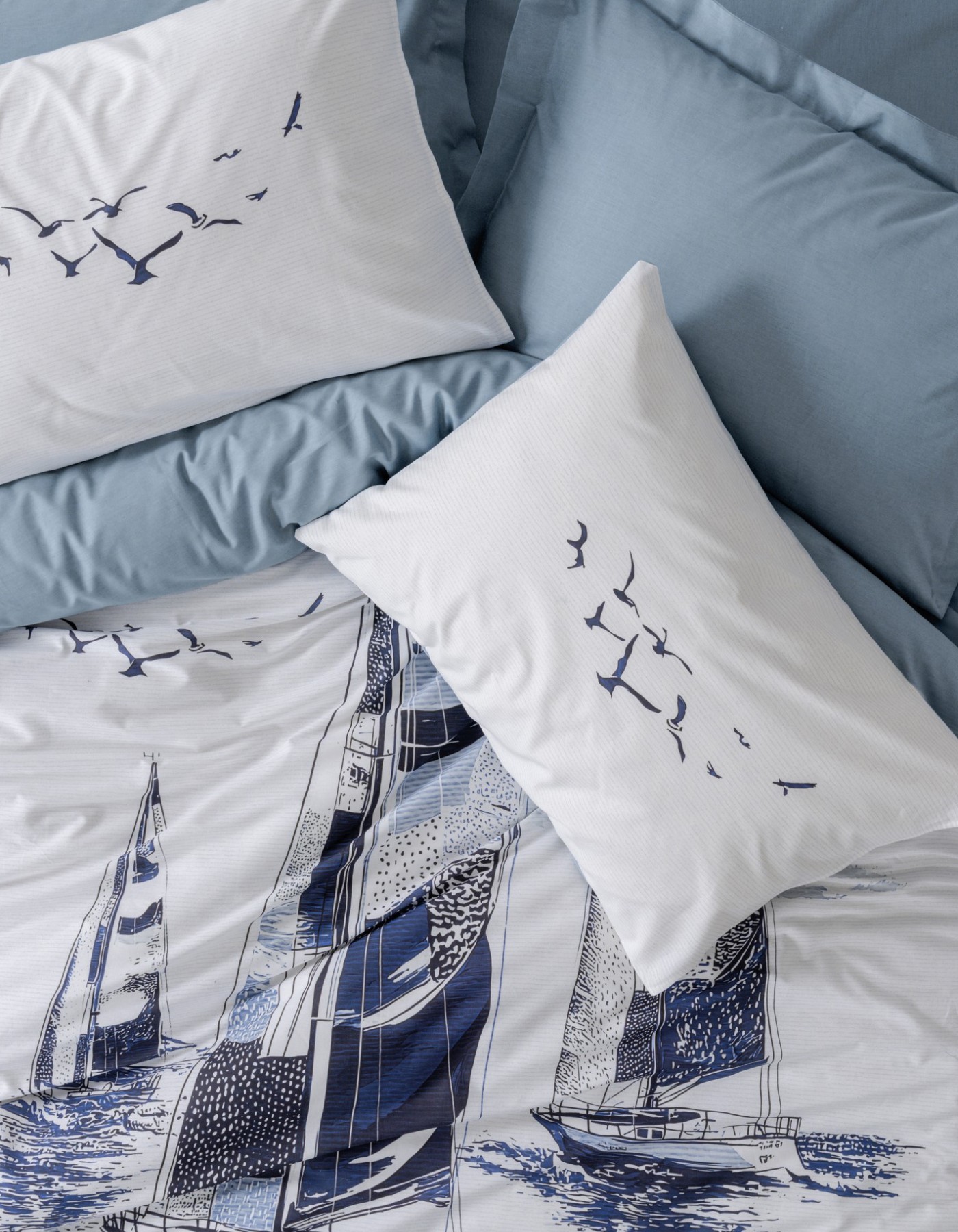 Cotton Box Maritime Çift Kişilik Nevresim Takimi Skiped İndigo Cotton Box Maritime Çift Kişilik Nevresim Takimi Skiped İndigo