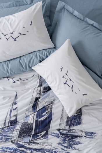 Cotton Box Maritime Çift Kişilik Nevresim Takimi Skiped İndigo