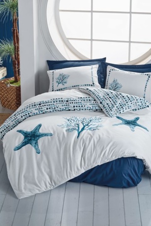 Cotton Box Maritime Çift Kişilik Nevresim Takimi Star Lacivert