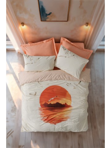 Cotton Box Maritime Çift Kişilik Nevresim Takimi Sunset Somon