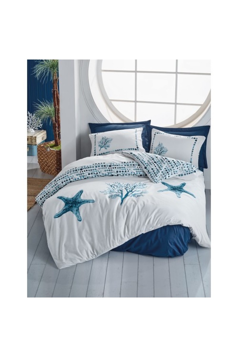 Cotton Box Maritime Tek Kişilik Nevresim Takimi Star Lacivert