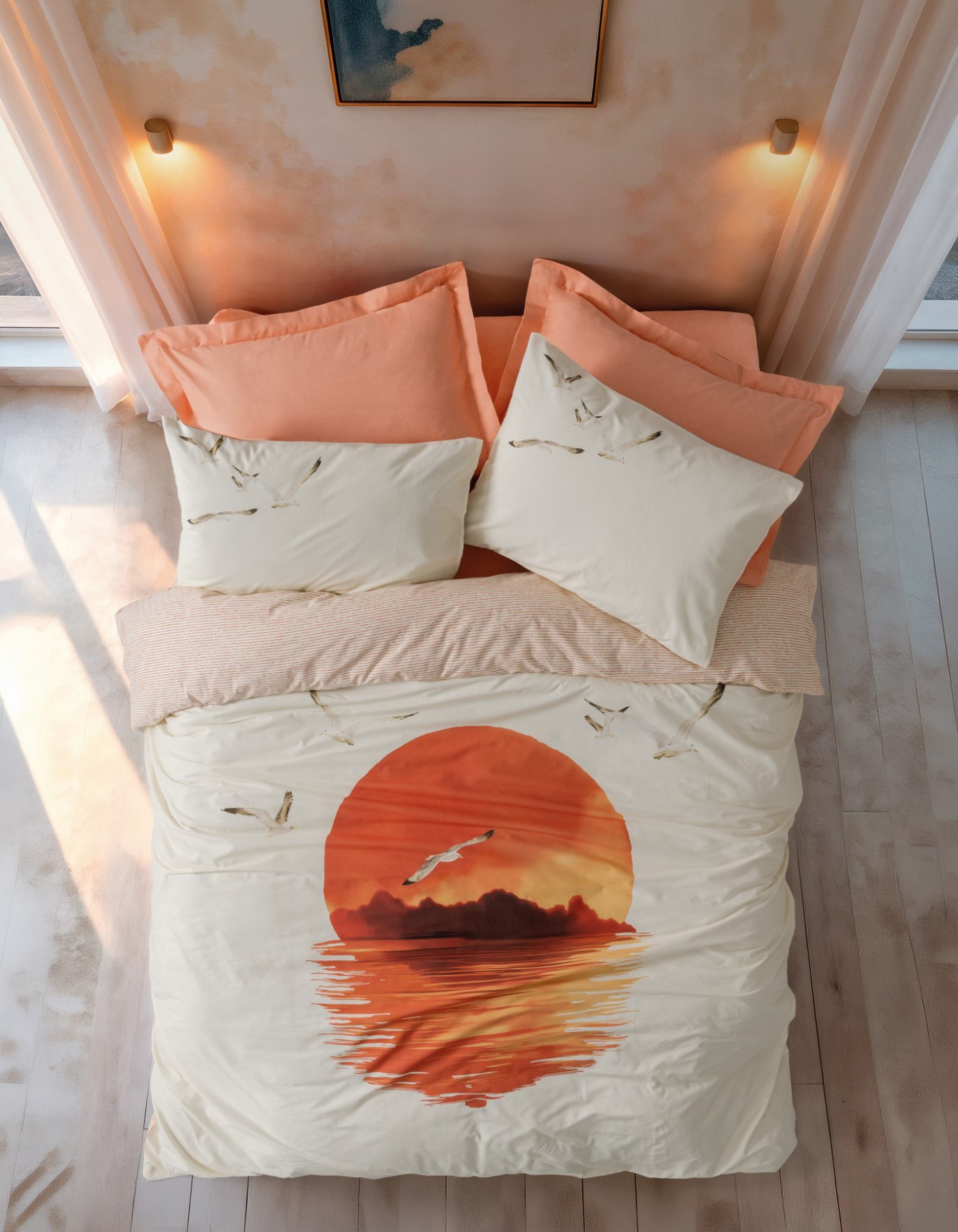 Cotton Box Maritime Tek Kişilik Nevresim Takimi Sunset Somon Cotton Box Maritime Tek Kişilik Nevresim Takimi Sunset Somon