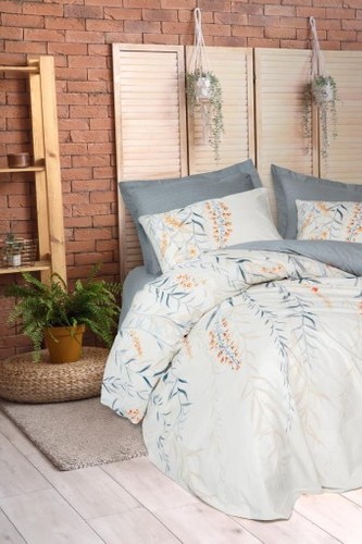Cotton Box Modeline Çift Kişilik Nevresim Takımı Hiedra indigo