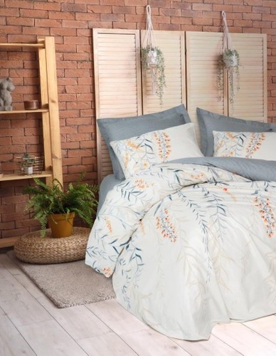 Cotton Box Modeline Çift Kişilik Nevresim Takımı Hiedra indigo Cotton Box Modeline Çift Kişilik Nevresim Takımı Hiedra indigo