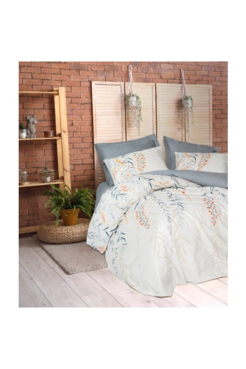 Cotton Box Modeline Çift Kişilik Nevresim Takımı Hiedra indigo
