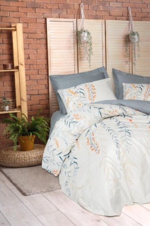 Cotton Box Modeline Çift Kişilik Nevresim Takımı Hiedra indigo