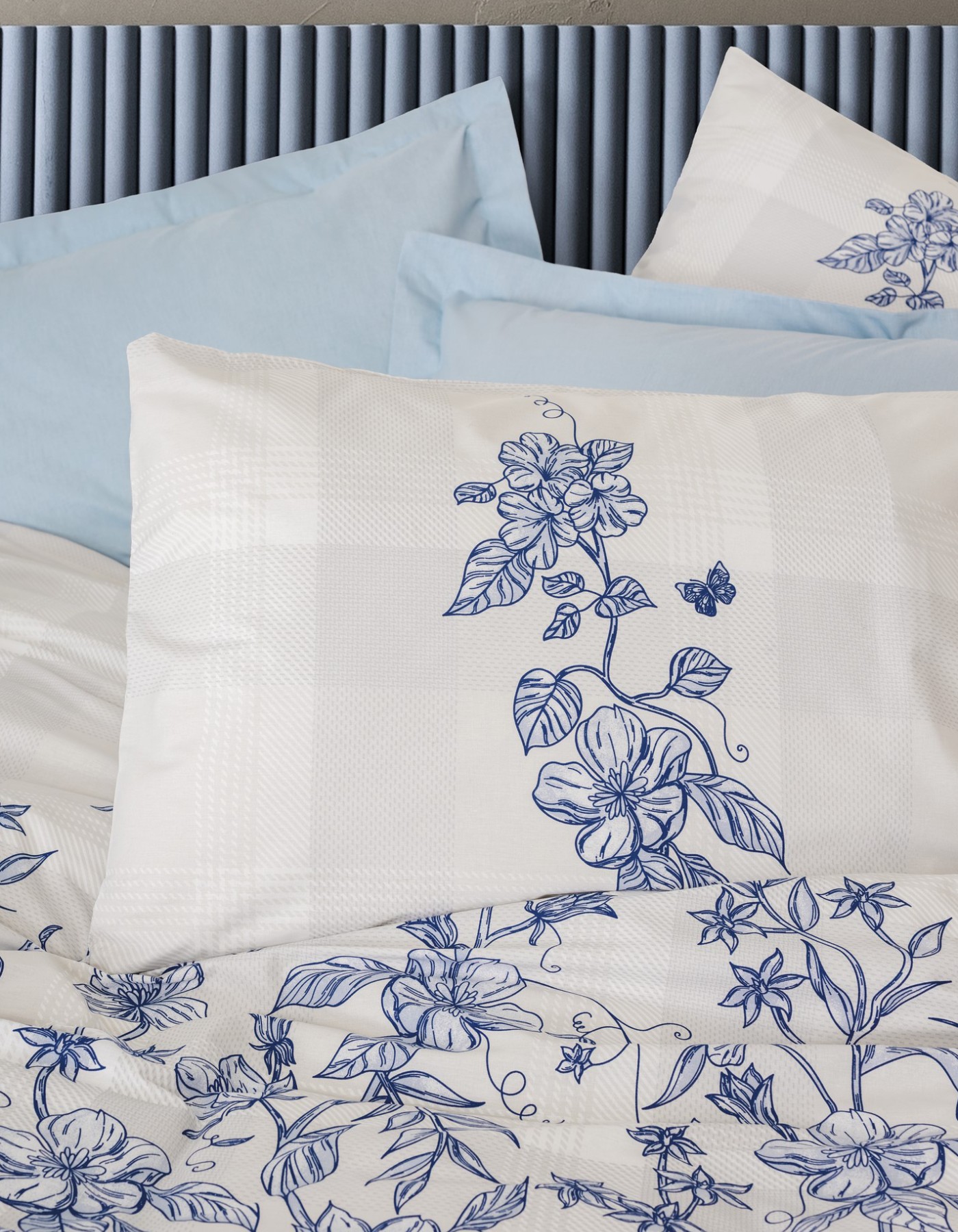 Cotton Box Modeline Çift Kişilik Nevresim Takımı Linora Mavi