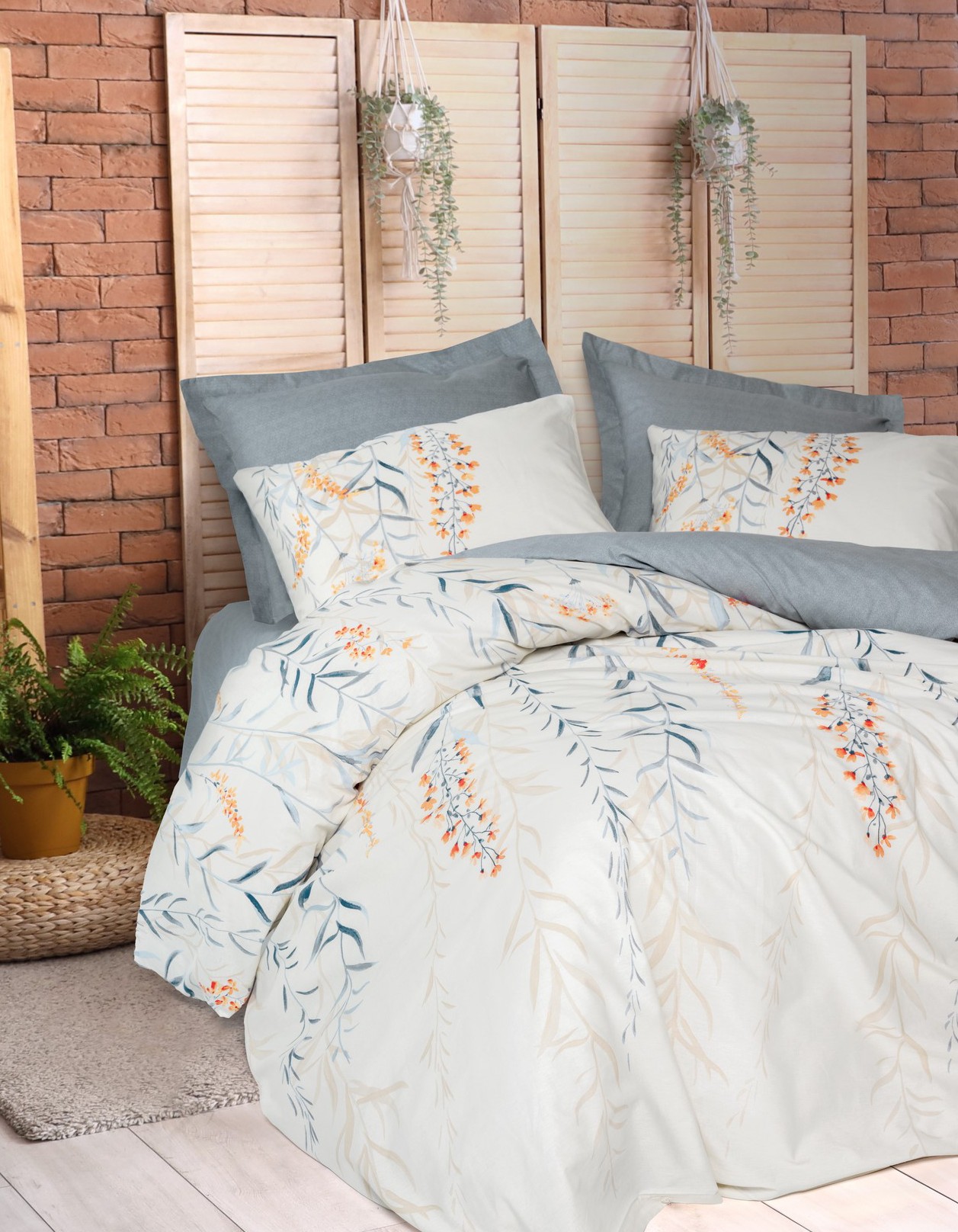 Cotton Box Modeline Tek Kişilik Nevresim Takımı Hiedra İndigo Cotton Box Modeline Tek Kişilik Nevresim Takımı Hiedra İndigo