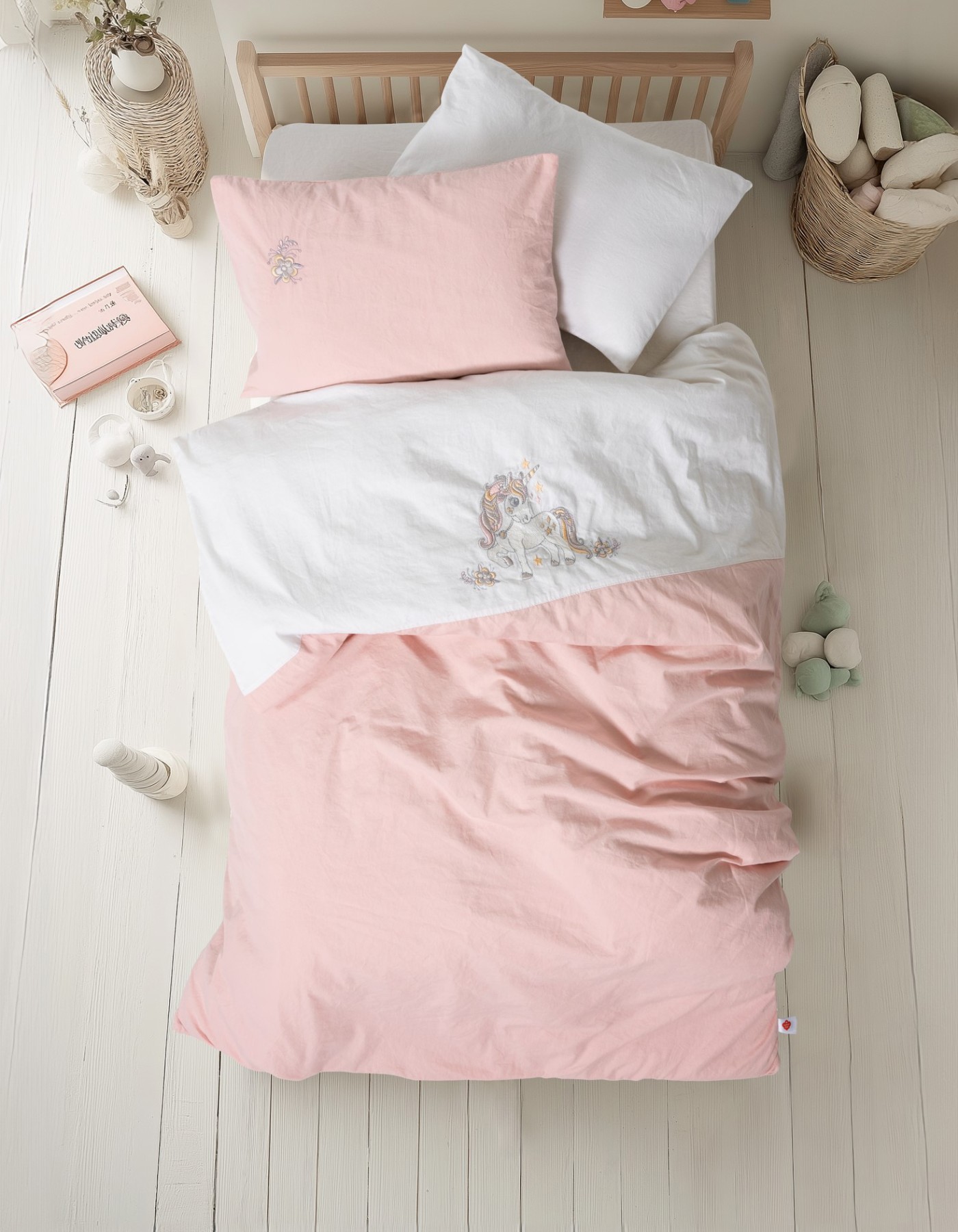 Cotton Box Nakişli Bebek Nevresim Takimi Bonic Beyaz