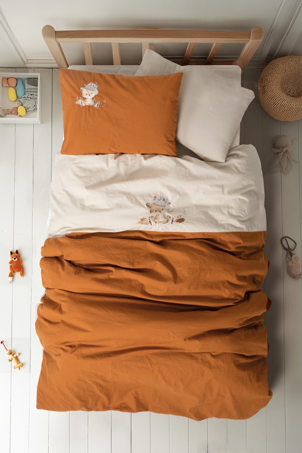 Cotton Box Nakişli Bebek Nevresim Takimi Clever Bej Cotton Box Nakişli Bebek Nevresim Takimi Clever Bej