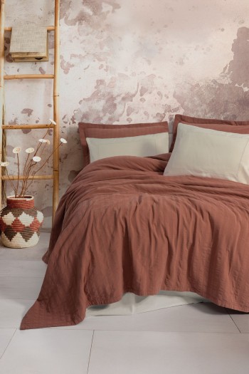 Cotton Box Natura Çift Kişilik Yatak Örtüsü / Pike Takımı Vilo Kiremit