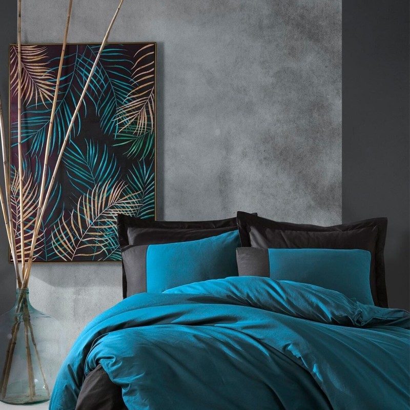 Cotton Box Plain Çift Kişilik Nevresim Takimi Petrol-Siyah Cotton Box Plain Çift Kişilik Nevresim Takimi Petrol-Siyah